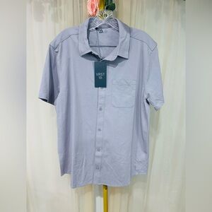 VRST Refined Knit Button Down Shirt Purple Stone Moisture Wicking Size Large